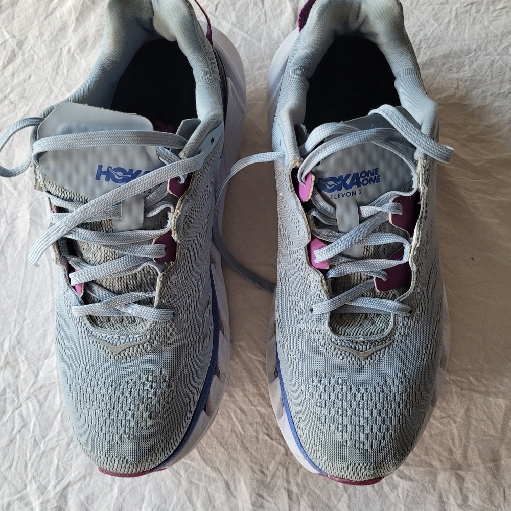 HOKA one one  Elevon 2Women's Gray and Purple Sneakers Size 9 - Picture 2 of 13